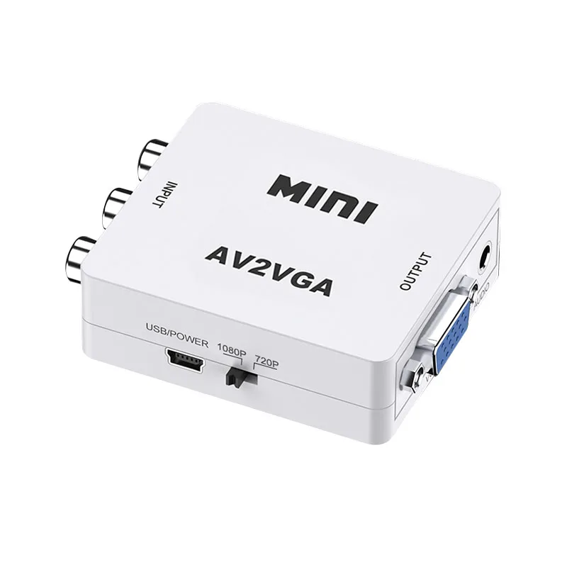 

AV2VGA Video Converter AV to VGA Mini Converter Adapter with 3.5mm Audio 1080P Conversor to PC HDTV Converter With usb cable