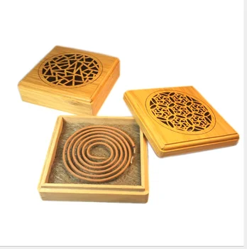 

50PCS Bamboo Incense Burners hollow aroma diffuser with fireproof placemat Square Box