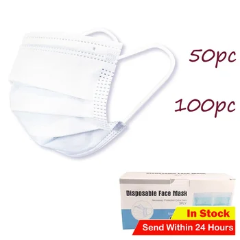 

100/50PC Disposable Face Mask Industrial 3Ply Ear Loop Personal Mouth Face Mask Mascarilla Anti-pollution Disposable Facial Mask