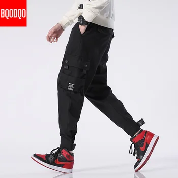 

2019 Streetwear Joggers Trousers Men Summer Mens Loose Fashion Casual Pant Male Drawstring Japanese Hip Hop black Military Pants