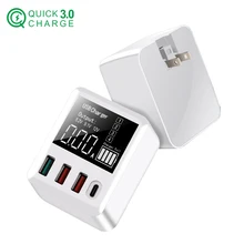 30 Вт Мульти USB быстрое зарядное устройство цифровой дисплей Quick Charge 3,0 Для samsung huawei Xiaomi iPhone usb type C зарядная станция QC3.0