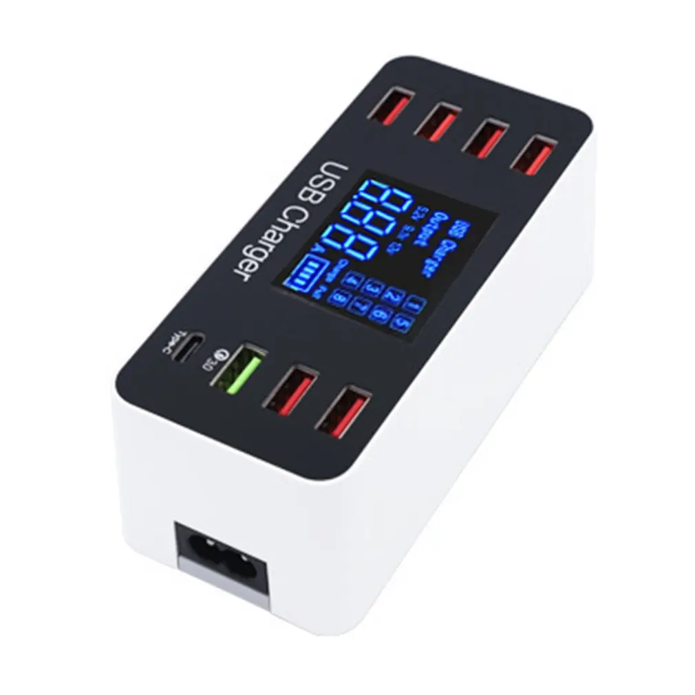 8 портов USB зарядное устройство Quick Charge 3,0 несколько USB зарядная станция для телефона зарядное устройство QC3.0+ type-c светодиодный дисплей 40 Вт US Plug