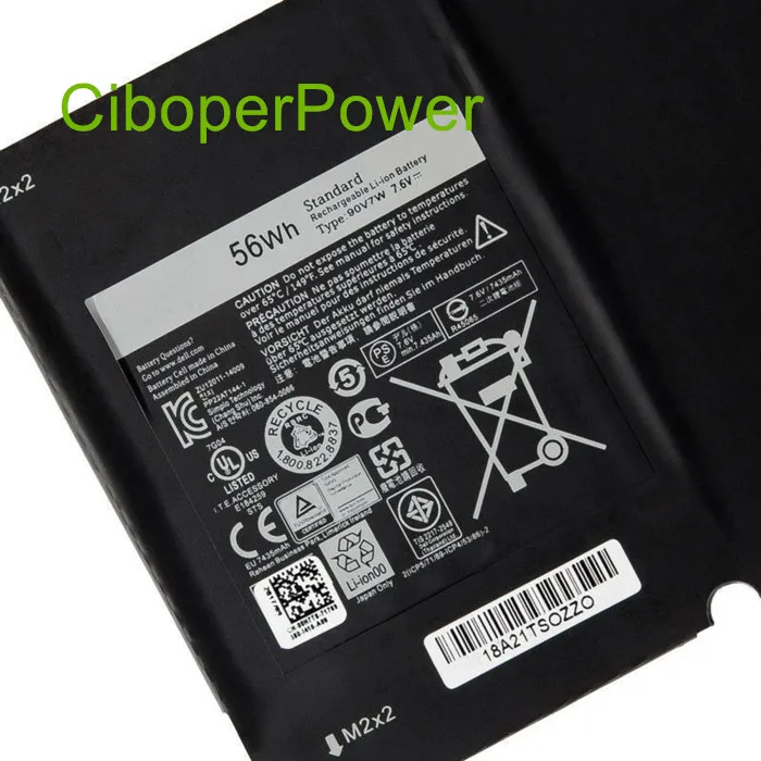 56Wh качественный аккумулятор 90V7W для XPS 13 ноутбука 5K9CP DIN02 JD25G