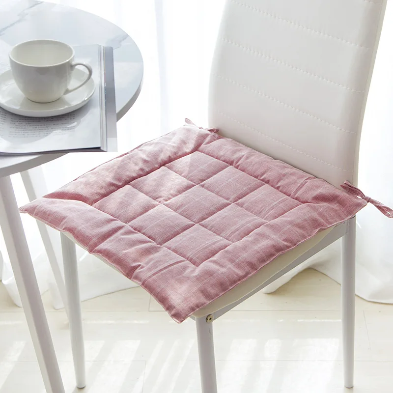 Pink-Plaid Linen Japan Style Seat Cushion Home Kitchen Dining Chair Office Breathable Pad Decorative Tatami Sitting Floor Pillow Padding - Цвет: Pink-Plaid