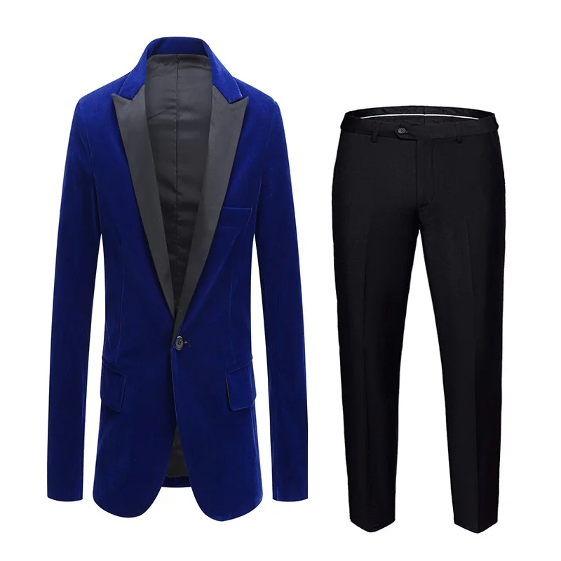 Special Offer for  Men's autumn and winter goose down wine red blue black fashion casual suits wedding groom singer su