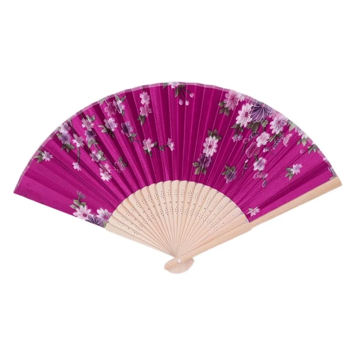 13 Colorful Chinese Bamboo Folding Hand Fan Flower Floral Wedding Dance Party Decor Au08 19 Dropship - Color: 13