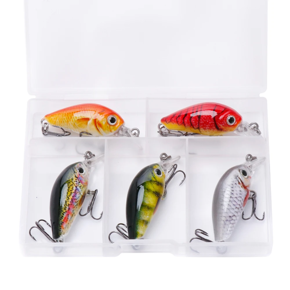 VTAVTA 5pcs/lot Mini Wobblers Pike Fishing Lure Set 3.5cm 4g Crankbaits Minnow Lure Hard Artificial Bait With Fishing Tackle Box