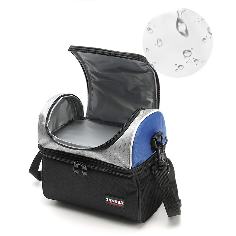 Fiambrera térmica isotérmica de 2 capas con correas ajustables para hombre y mujer, bolsa aislante para la comida, para la escuela y niños