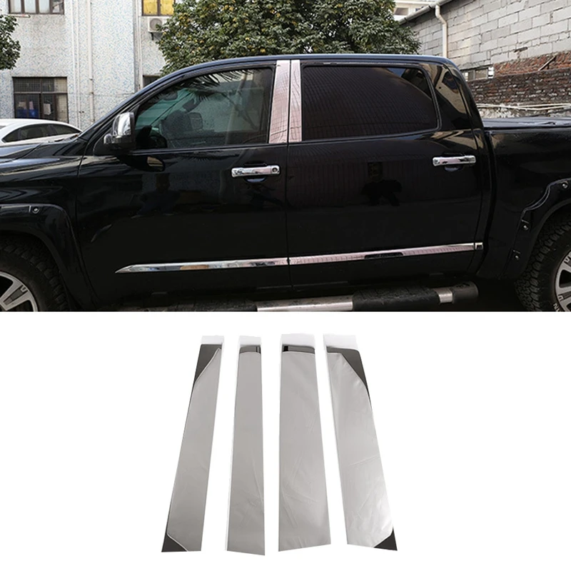 4Pcs Set Chrome Window Door Pillar Posts Molding Protector Cover Trim for Toyota - 2014-2020 Stainless Steel | Автомобили и