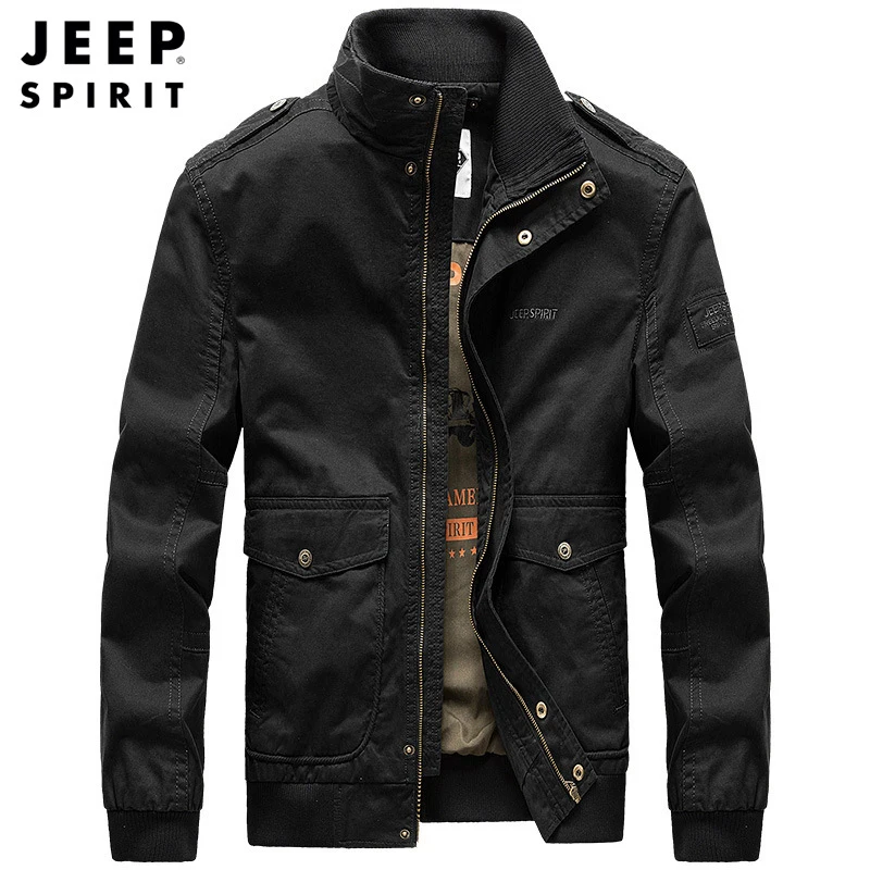 JEEP SPIRIT осенние куртки мужские в стиле милитари ветровка Весенняя мужская куртка с Epaulet хлопок мужские куртки и пальто