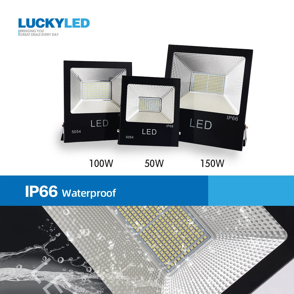 LUCKYLED Светодиодный прожектор светильник Водонепроницаемый IP66 50 Вт 100 Вт 150 Вт Светодиодный отражатель 220 Наводнение светильник Светодиодный точечный светильник на открытом воздухе Профессиональный светильник Инж