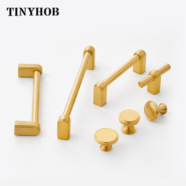 European Style Gold Handles Solid Brass Kitchen Cupboard Pulls