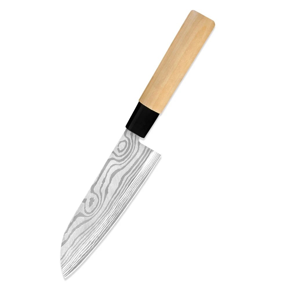 XYj 4 шт набор ножей из нержавеющей стали 6,5 ''шеф-повара сантоку 9'' нож сашими дамасский узор Лезвие Рыба суши Кухня инструмент - Цвет: C.6.5 santoku knife