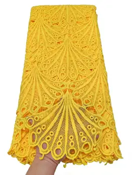 

yellow african guipure lace water soluble chemical lace fabric 2020 high quality african cord lace guipure lace 5yards