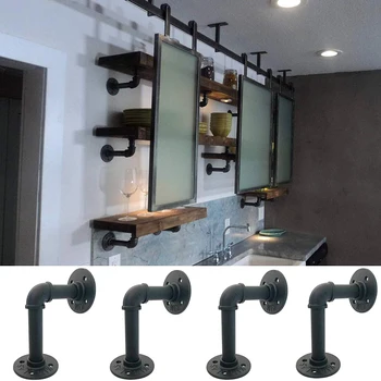 

2Pcs Wall Mounted Iron Pipe Shelf Bracket Floating Shelf Holder Home Industrial Style TSH Shop