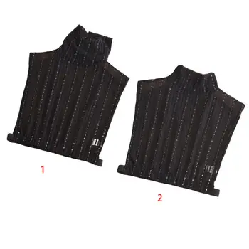 

Fashion Women Turtleneck Semi Transparent Fake Collar Lady Female Casual Crochet Star Chain Stripes Half-Shirt Detachable Collar