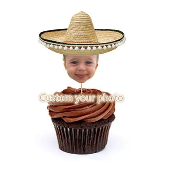 

Personalized Face Sombrero Cupcake Toppers, Mexican Sombrero Cake Toppers, Mexican Fiesta, Fiesta Cake Toppers, Mexican Party