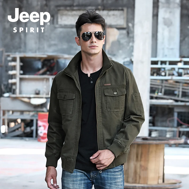 JEEP SPIRIT/осенне-зимняя куртка для мужчин, повседневное хлопковое осеннее пальто для мужчин, рукав на резинке, ветровка, военная куртка, M-4XL