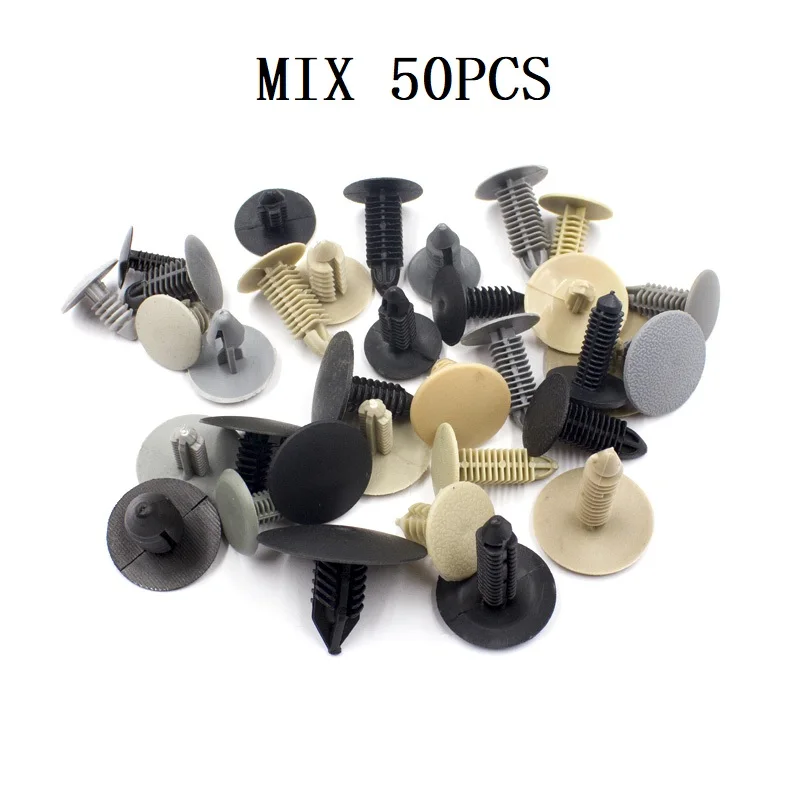 50 Pcs Mix Car Fixed Screw Square Round head Nut Screw Fixed Grommet Clip Plastic Snap In Fastener