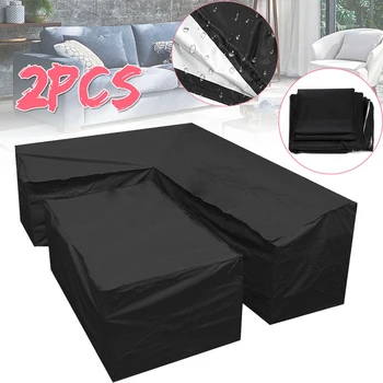 

Waterproof Garden Rattan Corner Furniture Cover Outdoor Sofa Protect L Shape Kit UV-resistant Polyethylene Cover S M L XL