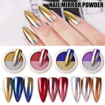 

Two Color Mirror Nail Powder Metallic Sparkling Flakes Pigment UV Gel Polishing Nails Decoration KG66
