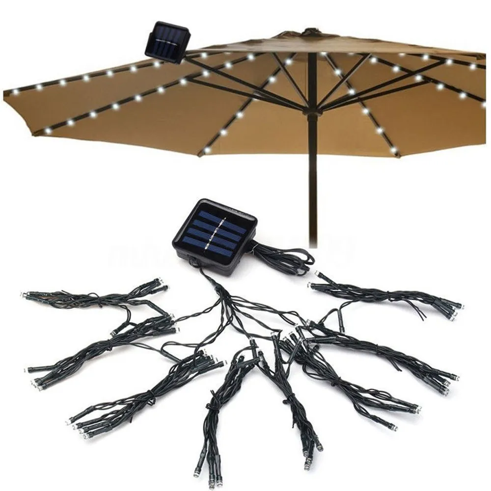 72 LED Patio Solar Umbrella Lights Waterproof Outdoor Holiday String Lights Wedding Christmas Decoration 12 20 led solar powered butterfly fiber optic fairy string lights waterproof christmas outdoor garden holiday decoration lights