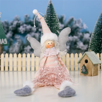 

Noel Cloth Stripe Angel Doll Pendant Christmas Tree Decorations for Home 2020 Christmas Tree Ornaments Xmas Gift for Kids Natal