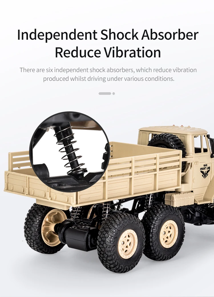 JJRC Q68 1/18 2.4G 4CH 6WD 130 Brushed Motor RC Vehicle Off-Road Military Truck Car RTR Model Toys for Boys Green/Yellow