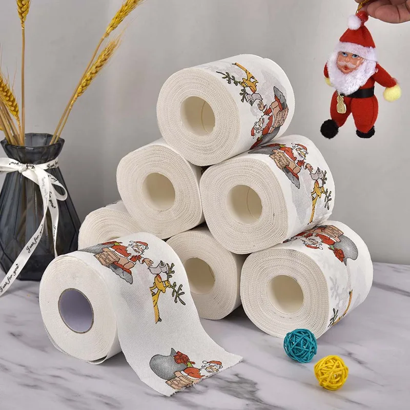 Hot selling Christmas Pattern Series Roll Paper Prints Funny Toilet Paper Festival Supplies