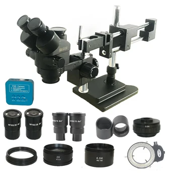 

New model 30MP HDMI USB Soldering camera 3.5X-180X Double Boom Simul Focal trinocular stereo Microscope CPU PCB Phone repair