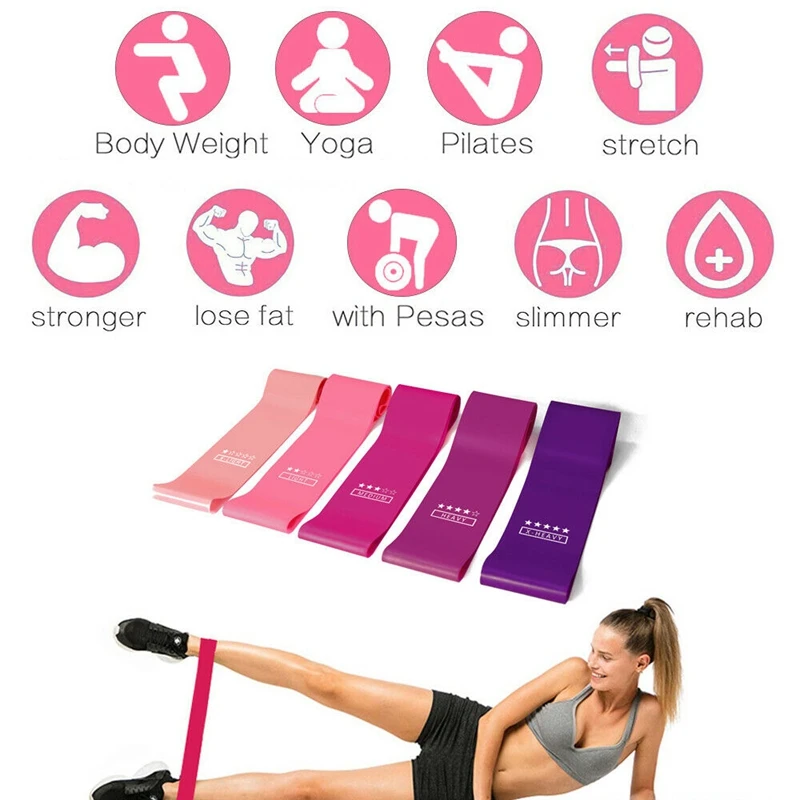 5 Color/Set Purple Resistance Bands Fitness Training Crossfit Rubber Bands Pilates Loops Latex Yoga Exercise Bands