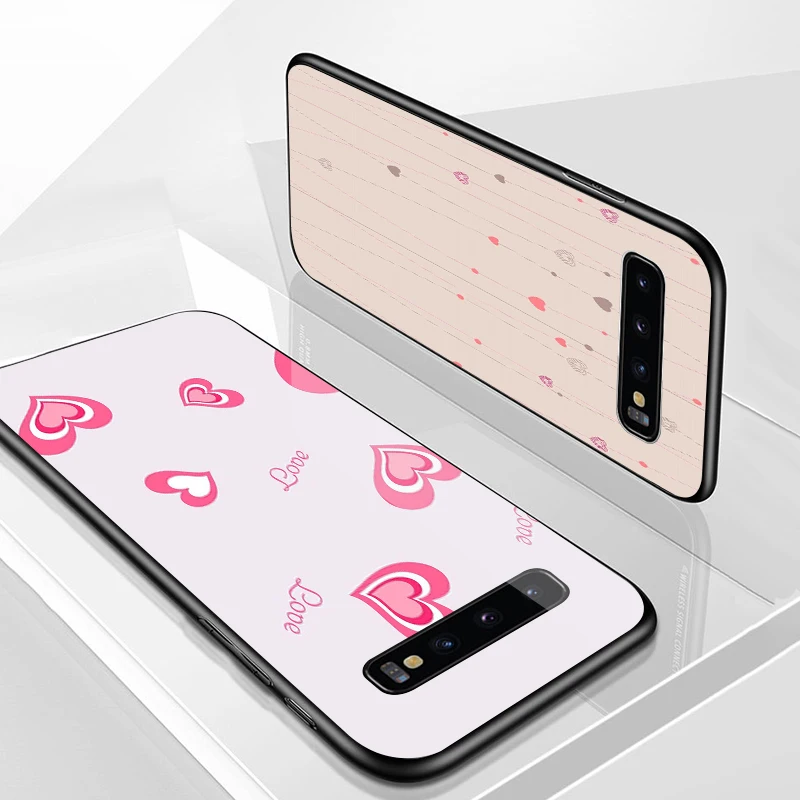 Розовый любовь персик стекло чехол для телефона для galaxy Note 8, 9, 10, плюс S8 S9 S10E чехол для телефона для sumsung A10 20 30 40 50 60 70 чехол Young "сделай сам"