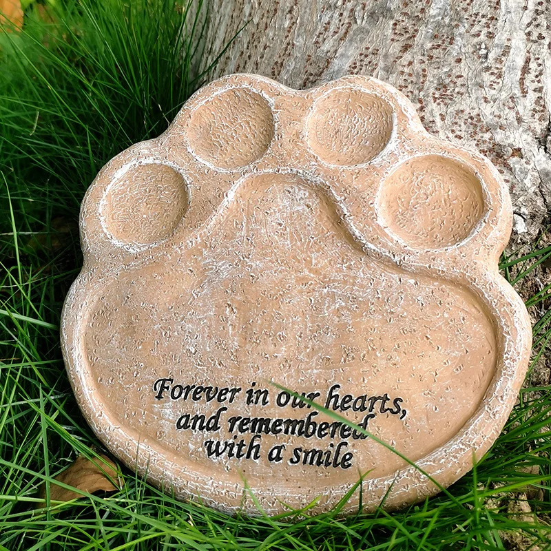 Memorial Tombstone Pet Gravestone Tomb Dog Cat Paw Print Animal Funeral Home Decor