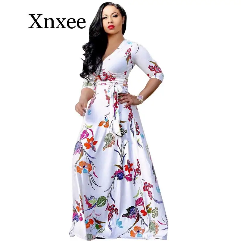 

vintage pinup long maxi dress 2020 autumn sexy v neck large size tunic evening party vestidos femininos robe femme hot