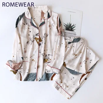 

2020 Women's Pajamas Autumn Summer 100% Cotton Long(Short)-Sleeved Sleepwear Simple Sleep Tops 2pcs Women Home Clothes pijama