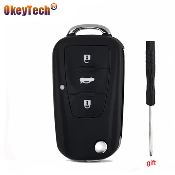 

OkeyTech New Flip Folding Car Remote Key Shell Fob For Roewe MG5 MG7 MG GT GS 350 360 750 W5 Replacement 3 Button Key Case Cover