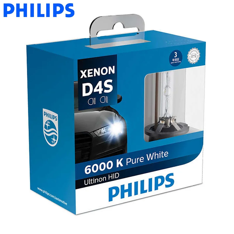 Philips D4S 42404W X 35W Ultinon HID 6000K холодный синий ксеноновый белый свет Авто обновление фар лампы Вспышка Быстрый старт, пара