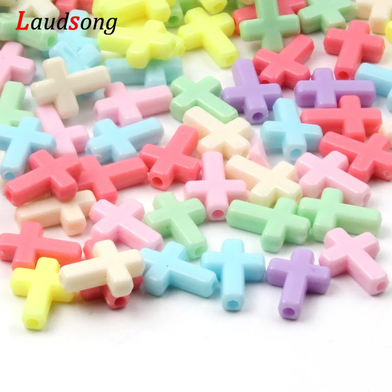 50Pcs/pack 12x16mm Mixed Cross Beads Plastic Acrylic Spacer Beads For Jewelry Making Necklace DIY Bracelet Wholesale