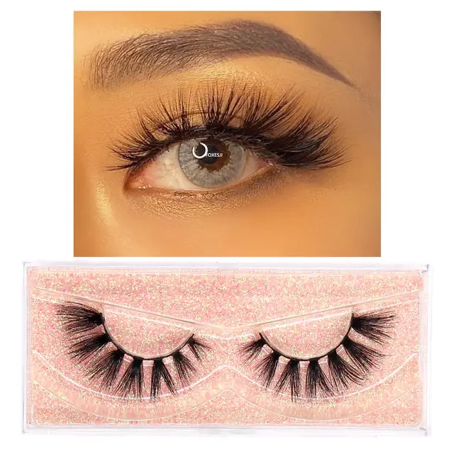 FOXESJI Makeup Eyelashes 3D Mink Lashes Fluffy Soft Wispy Natural Cross Eyelash Extension Reusable Lashes Mink False Eyelashes E18