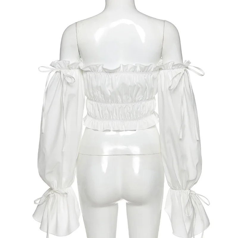 Waliicorners Long Sleeve Ruffle Top Ladies White Elegant Top Party Off Shoulder Top 17 H69bcc8d2931347b5a1957b8ceb3ae474c