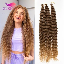 Natural Soft Water Wave Crochet Hair 30 Inch Deep Wave Twist Braiding Hair Extension Synthetic Braid Hair Ombre Blonde Hair