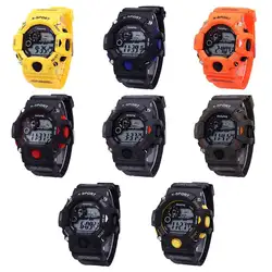 Модные спортивные защищенные часы для мальчиков Студенческие Водонепроницаемые многофункциональные повседневные электронные часы для