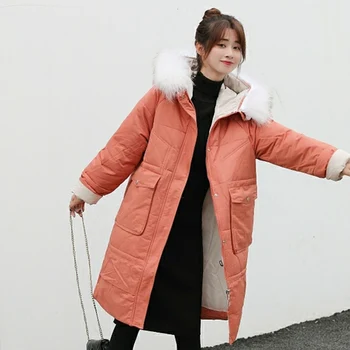 

New 2019 High Quality Winter Jacket Women Plus Size Winter Coat Hooded Warm Fur Collar Cotton Padded Long Parkas For Women