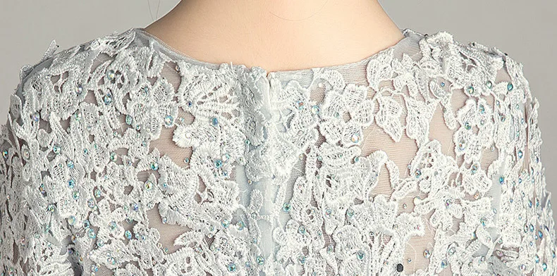 Lace Tulle Ball Gown Princess Pageant Gowns For Girls 219 Rhinestone Grey Flower Girl Dresses For Wedding