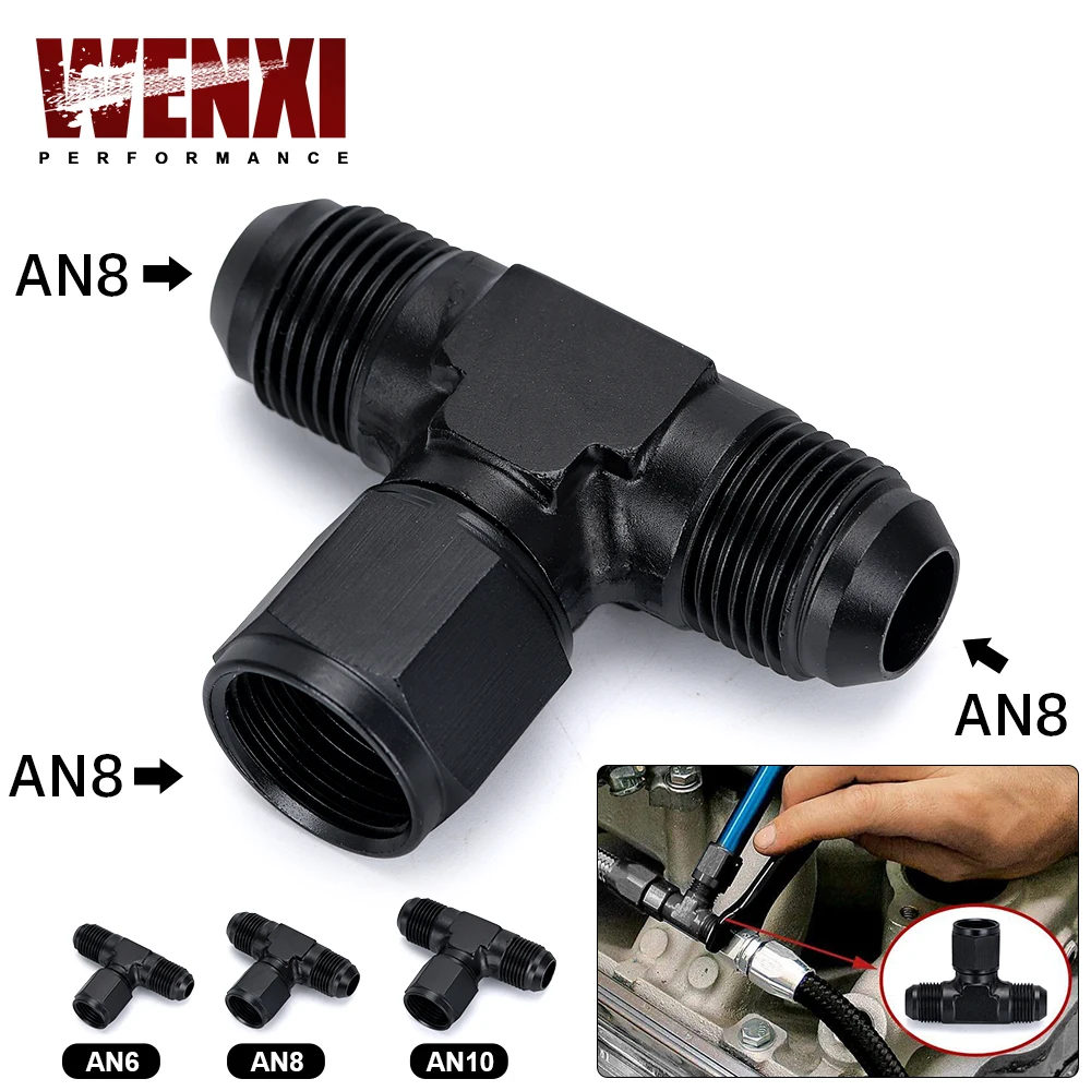 Aluminum-Flare-Tee-Fitting-AN6-AN8-AN10-Female-To-Male-Tee-On-Side ...
