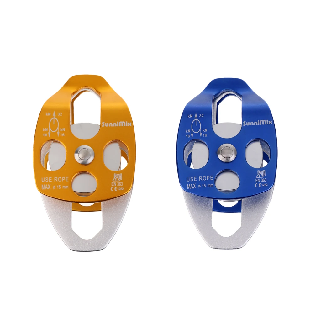 

Outdoor Pro 32KN Climbing Arborist Rigging Rappelling Rescue Double Swing Pulley Hauling Rescue Engineering Dragging Camping