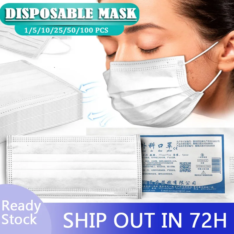 

N95 3 Laye Surgical Mask dust protection Medical Masks Disposable Face Masks Elastic Ear Loop Disposable Dust Filter Safety Mask