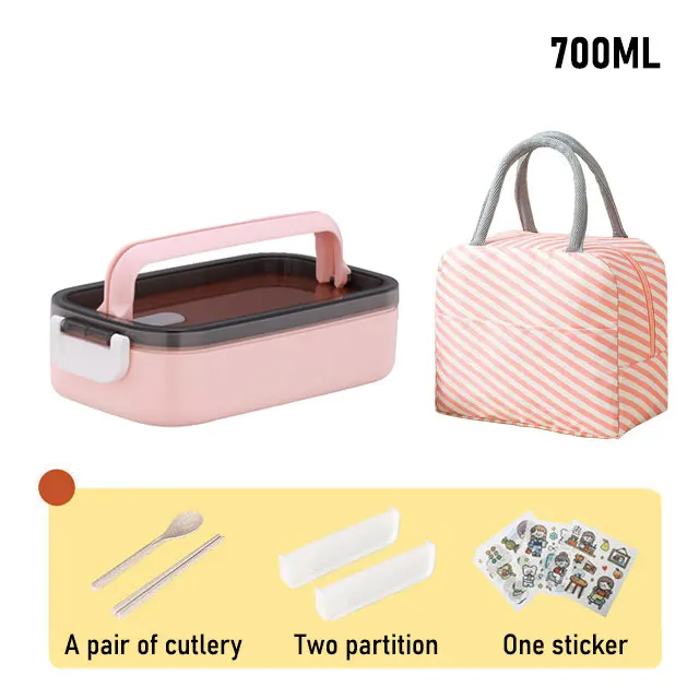 Lunch Box Thermal Food Container Bento Box Microwave Safe Lunchbox School Child Food Storage Kid's Lunch Box With Compartments p 700ml with bag