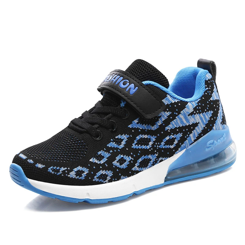 Brand Kids Sneakers Breathable Girls Running Shoes New Style Children's Shoes Air Cushion Basket Enfant Boys Sport Shoes - Цвет: black and blue