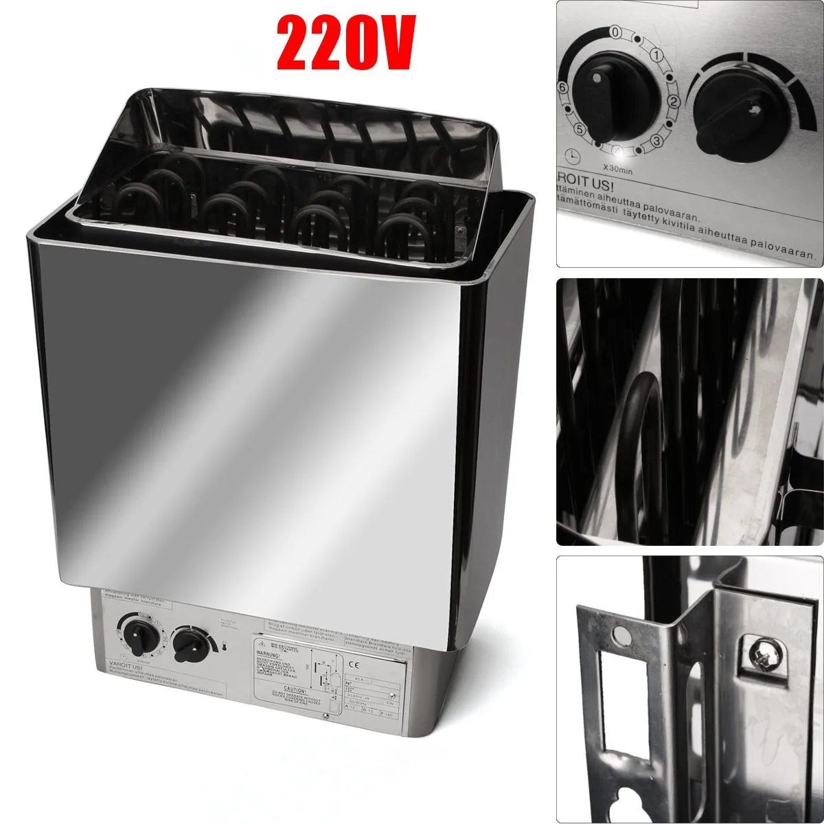 

220V 3KW Sauna Heater Stove Wet Dry Stainless Steel Internal Control Home Bath Spa Relaxes Tired Weight Loss